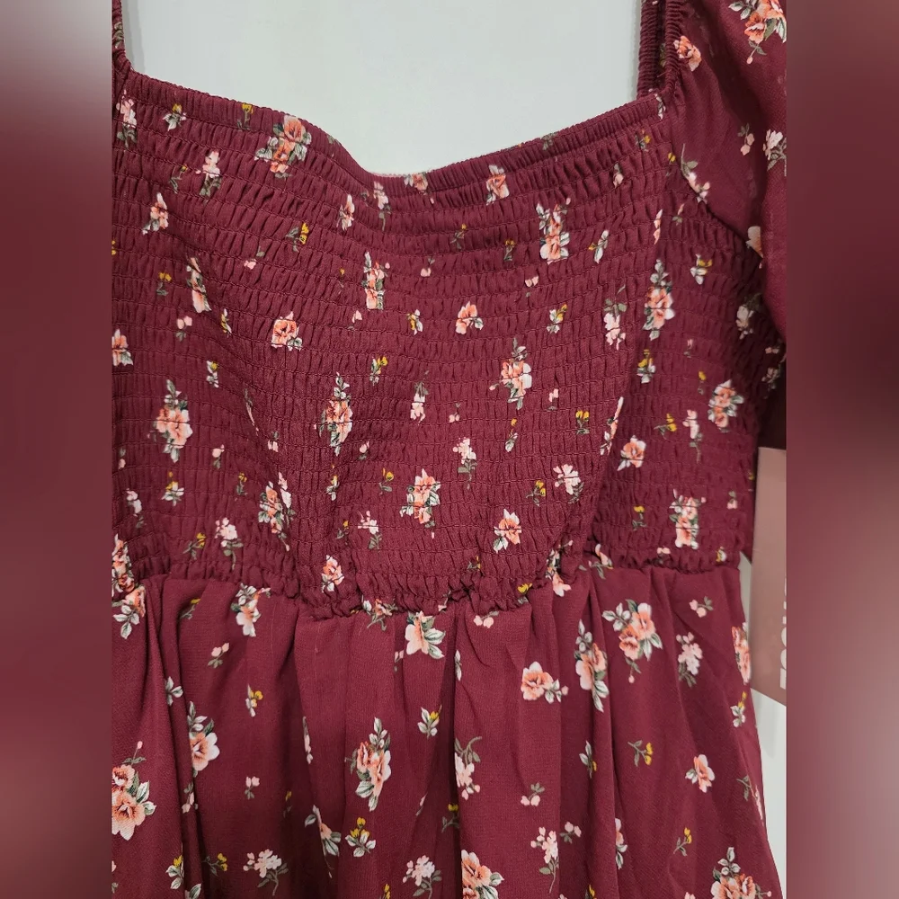 Faded Rose Smocked Dress Floral Size Large